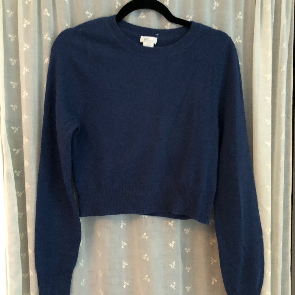 Blue cropped cashmere sweater